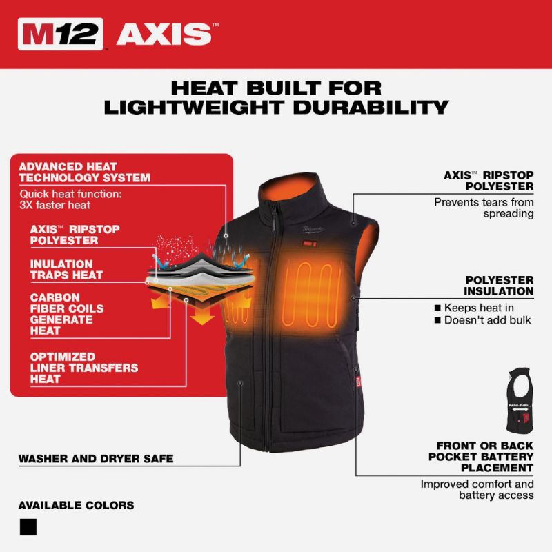 Milwaukee M12 Axis Heated Women&#039;s Vest XL, Black