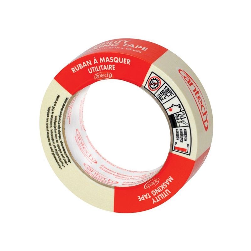 Cantech 302 Series 302-36 Masking Tape, 55 m L, 36 mm W, Natural Natural