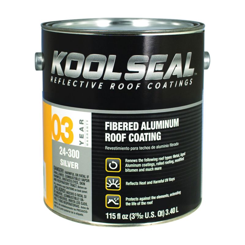 Kool Seal KS0024300-16 Roof Coating, Silver, 1 gal, Pail, Liquid Silver (Pack of 4)
