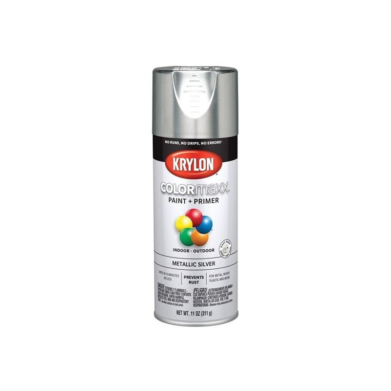 Krylon K05590007 Enamel Spray Paint, Metallic, Silver, 12 oz, Can Silver