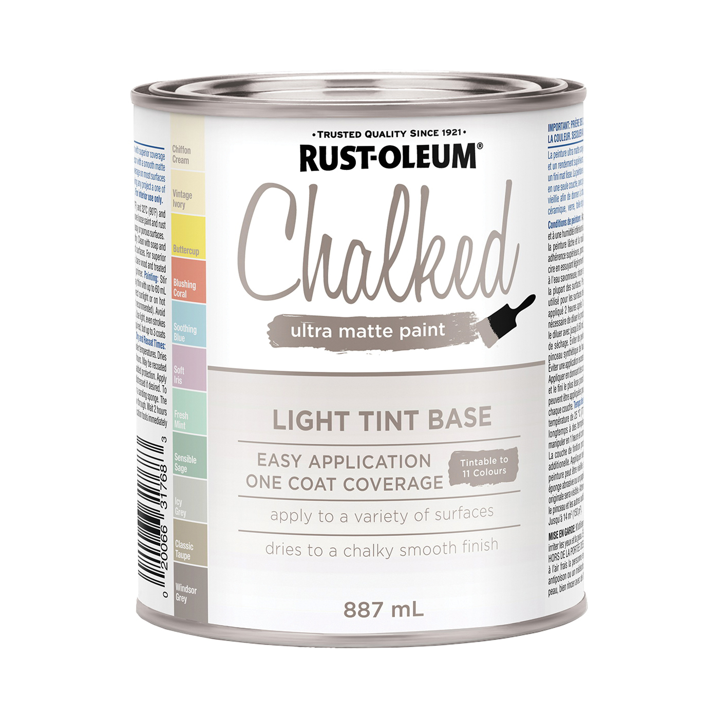 Rust-Oleum 299383 Chalk Paint, Ultra Matte, Light Tint, 887 mL Light Tint