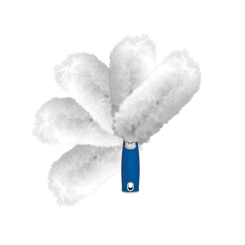 Unger 989350 Wide Blind Duster, 3 in Head, Microfiber Head, 6 in L Handle, Blue/White Blue/White