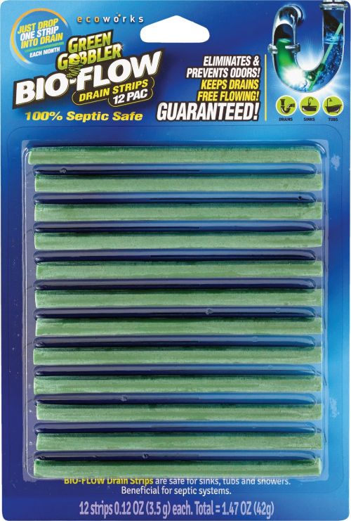 Green Gobbler Liquid Hair Drain Clog Remover, For Toilets, Sinks, Tubs &  BIO-FLOW Drain Strips, 12 Pack