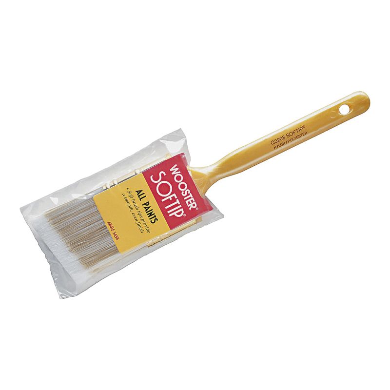 Wooster Q3208-2 Paint Brush, 2 in W, 2-3/16 in L Bristle, Nylon/Polyester Bristle, Beaver Tail Handle Pearl/White/Yellow