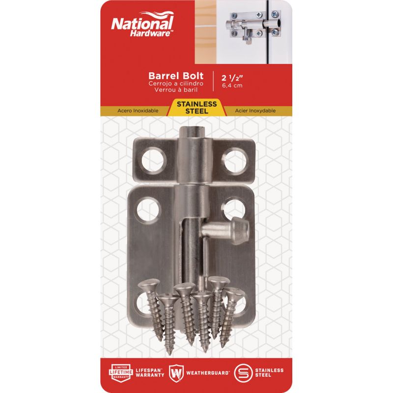 National 434 Stainless Steel Door Barrel Bolt