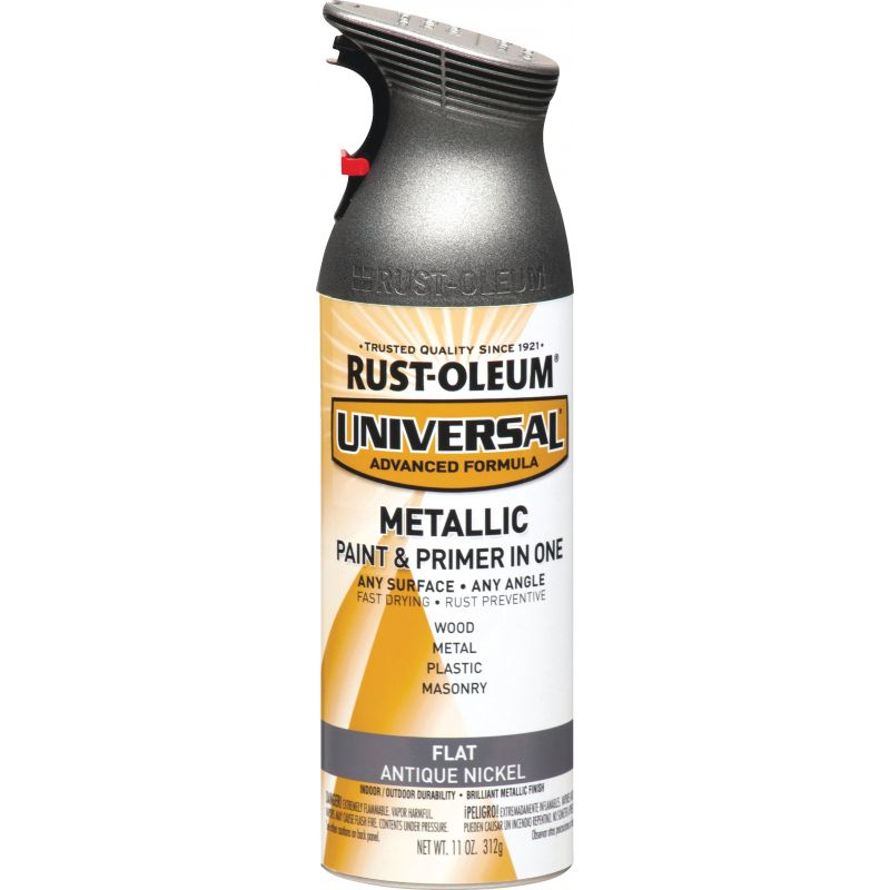 Rust-Oleum Universal Metallic Spray Paint &amp; Primer In One Antique Nickel, 11 Oz.