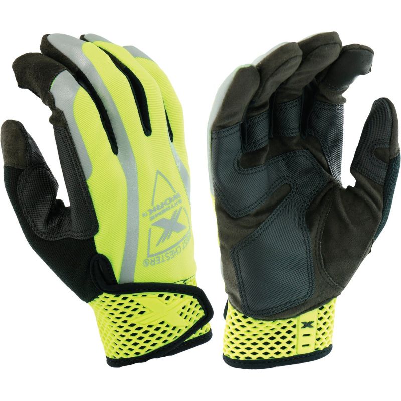 West Chester Protective Gear Extreme Work VizX Safety Work Glove XL, Hi-Visibility Yellow
