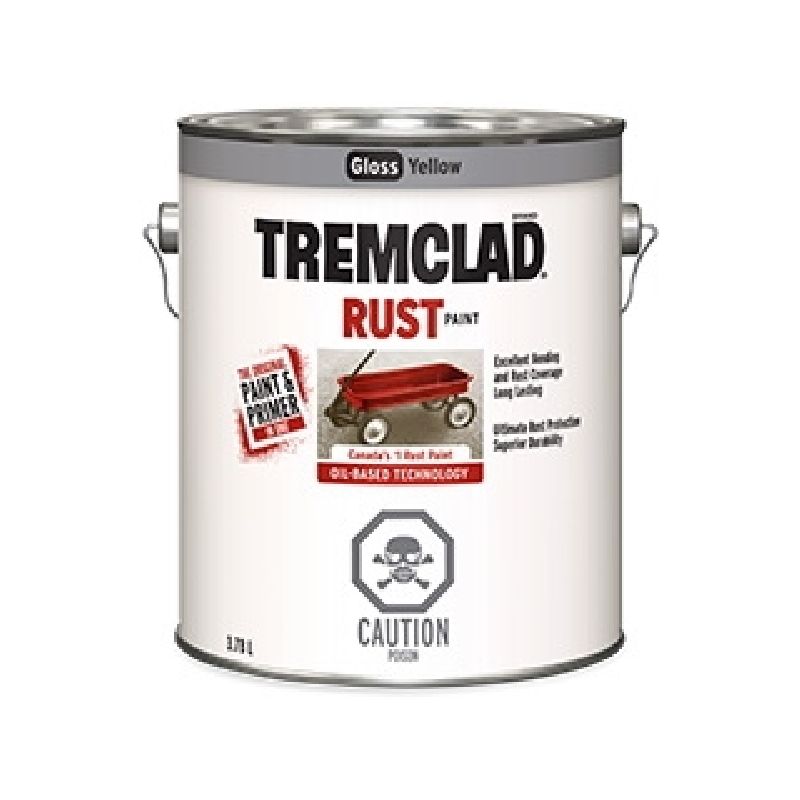 Tremclad 27097X155 Rust Preventative Paint, Oil, Gloss, Yellow, 3.78 L, Can Yellow