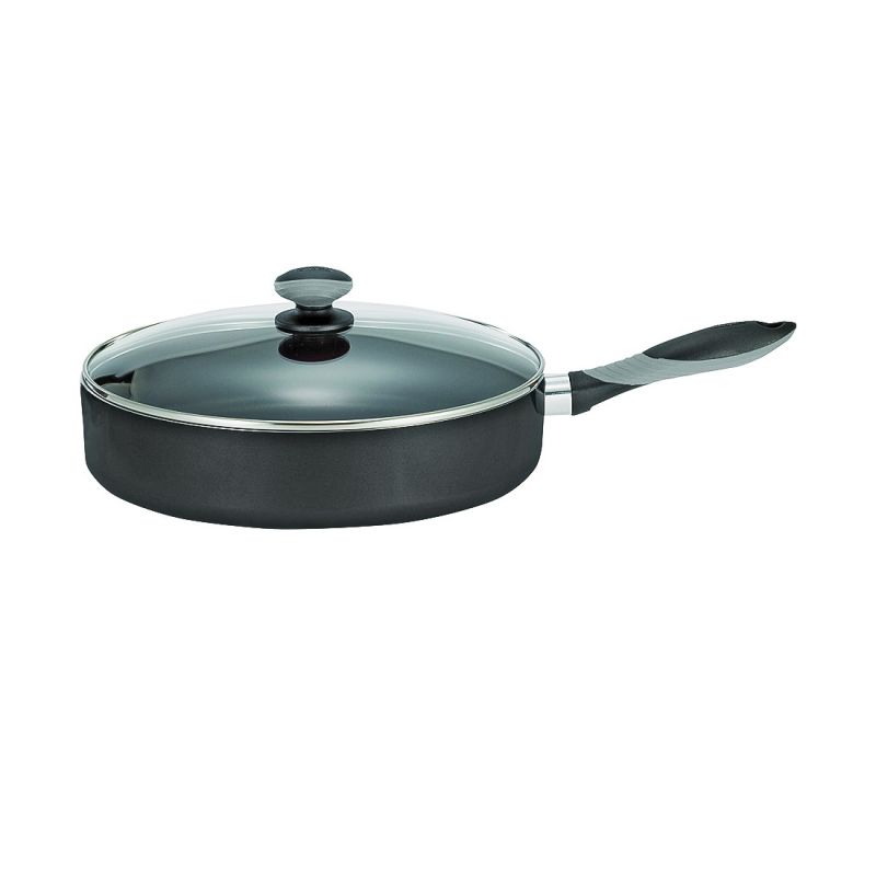 T-fal MIR-A7978284M Jumbo Fry Pan, 12 in Dia, Aluminum, Black, Non-Stick: Yes, Dishwasher Safe: Yes, Soft-Grip Handle Black