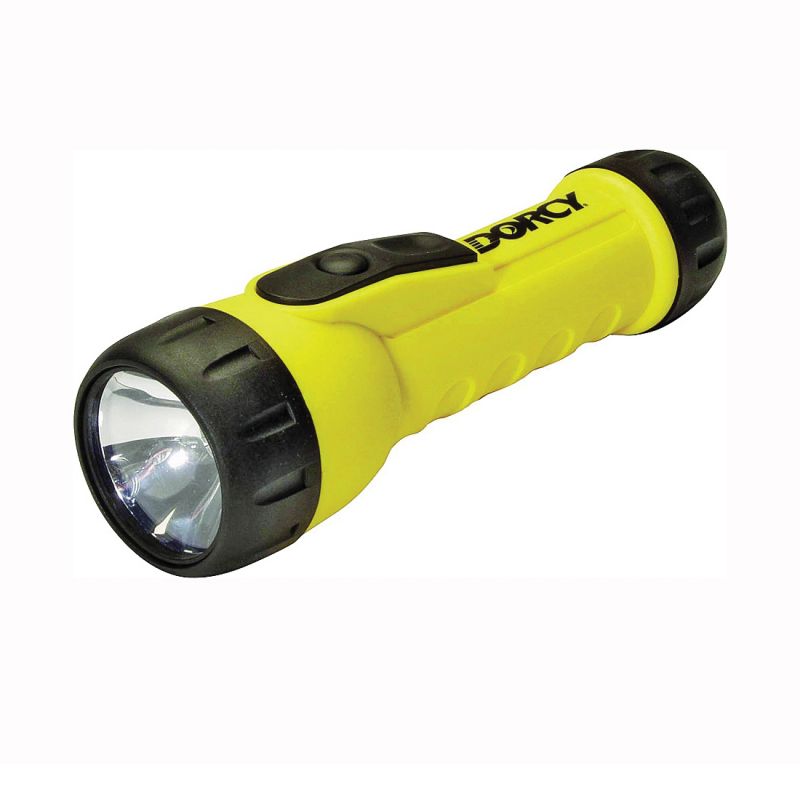 Dorcy 41-2350 Flashlight, D Battery, LED Lamp, 20 Lumens, 37 m Beam Distance, 123 hr Run Time, Yellow Yellow