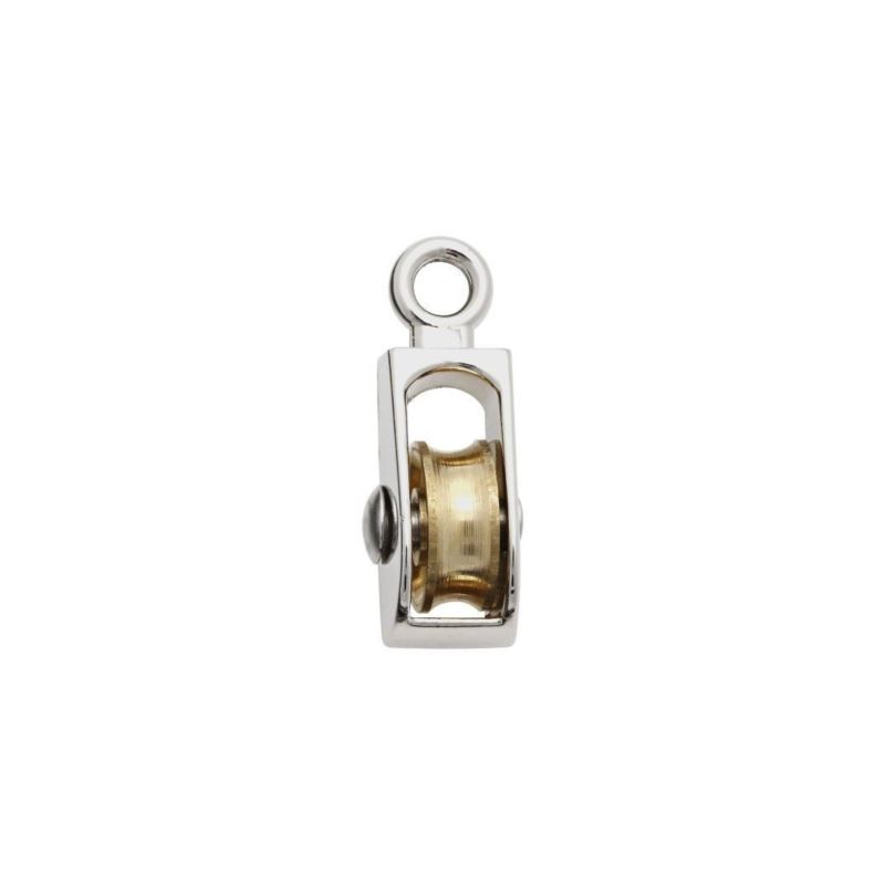 National Hardware N243-592 Pulley, 3/16 in Rope, 25 lb Working Load, 3/4 in Sheave, Nickel Gray