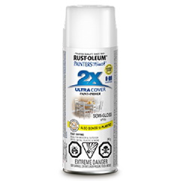 Rust-Oleum 268418 Spray Paint, Semi-Gloss, White, 340 g, Can White