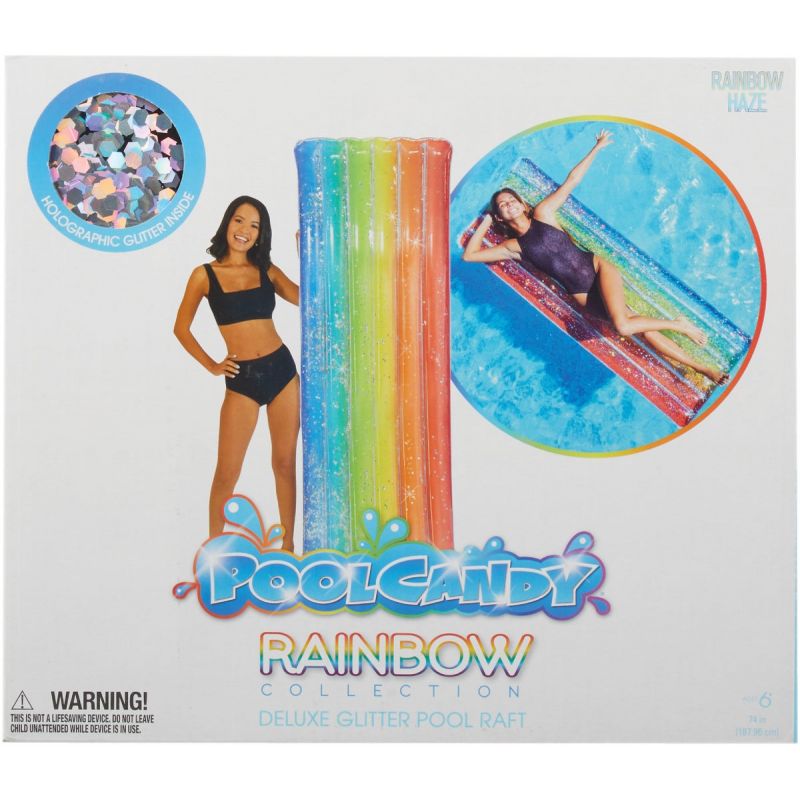 PoolCandy Rainbow Pool Raft Rainbow, Floating Mattress