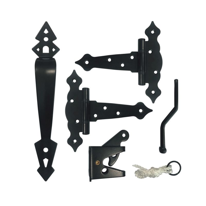 Nuvo Iron HDWGCKH Decorative Gate Combo Kit, Heavy-Duty, Steel, Black, Galvanized/Powder-Coated Black