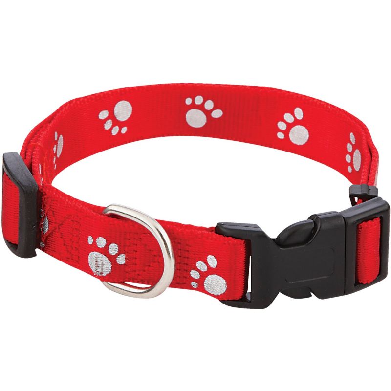 Westminster Pet Ruffin&#039; it Reflective Paw Print Dog Collar Black/Red/Blue