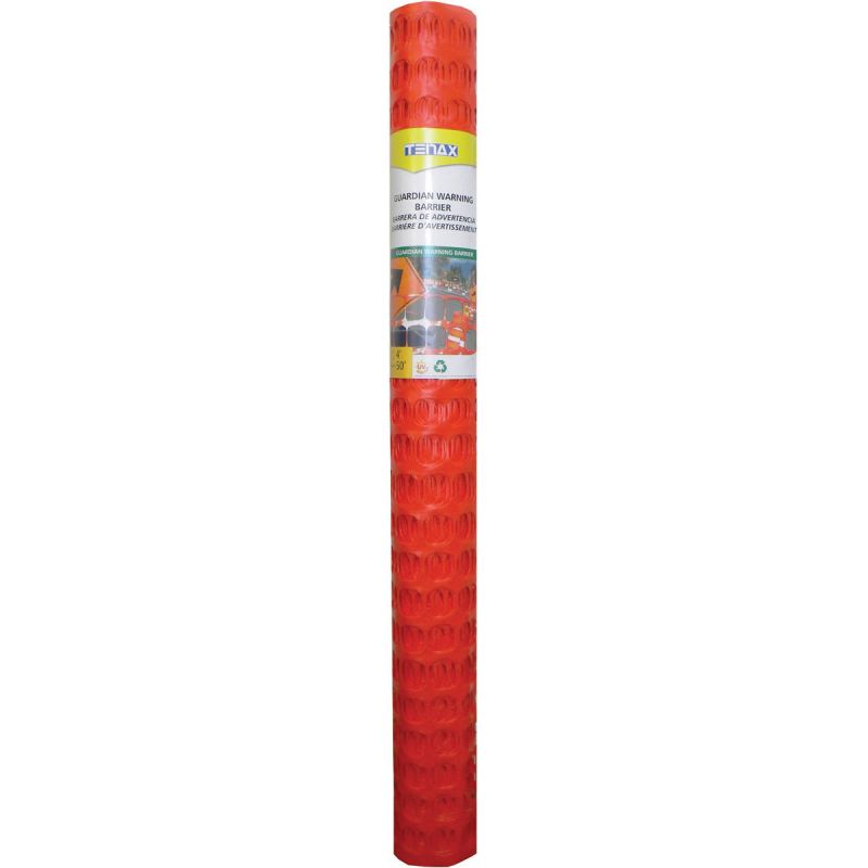 Tenax Guardian Series 82099904 Visual Barrier, 50 ft L, 1-3/4 x 1-3/4 in Mesh, Oval Mesh, HDPE, Orange Orange