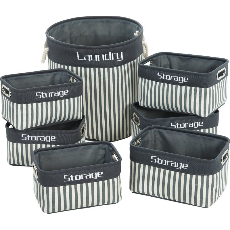 Home Impressions 7-Piece Laundry &amp; Storage Basket Set Gray/White