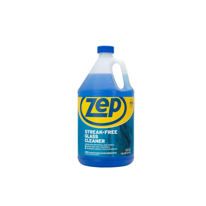 Zep ZU1120128 Glass Cleaner, 1 gal, Liquid, Pleasant, Blue Blue