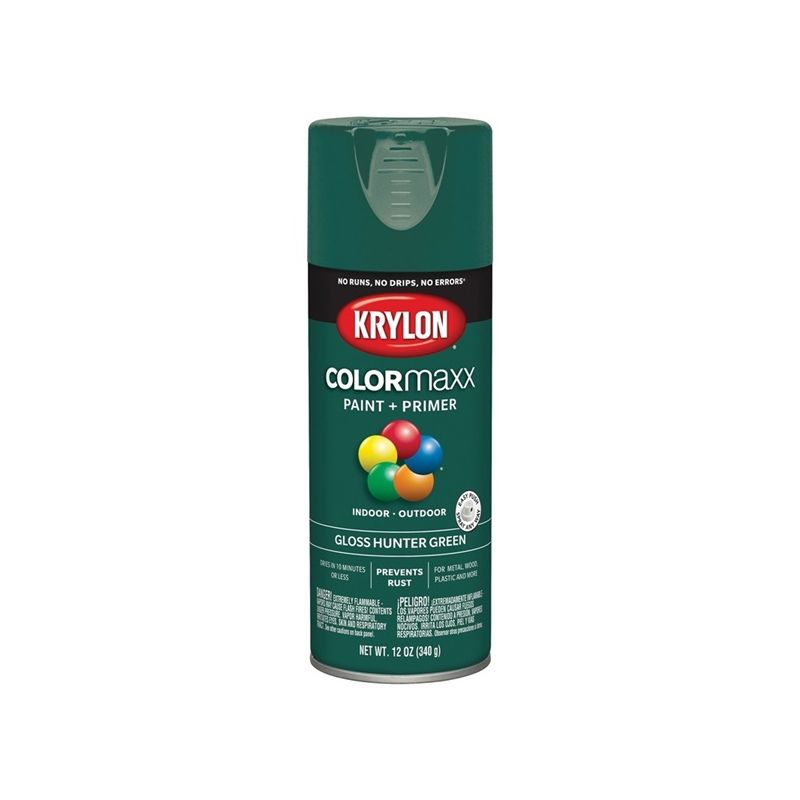 Krylon K05523007 Enamel Spray Paint, Gloss, Hunter Green, 12 oz, Can Hunter Green