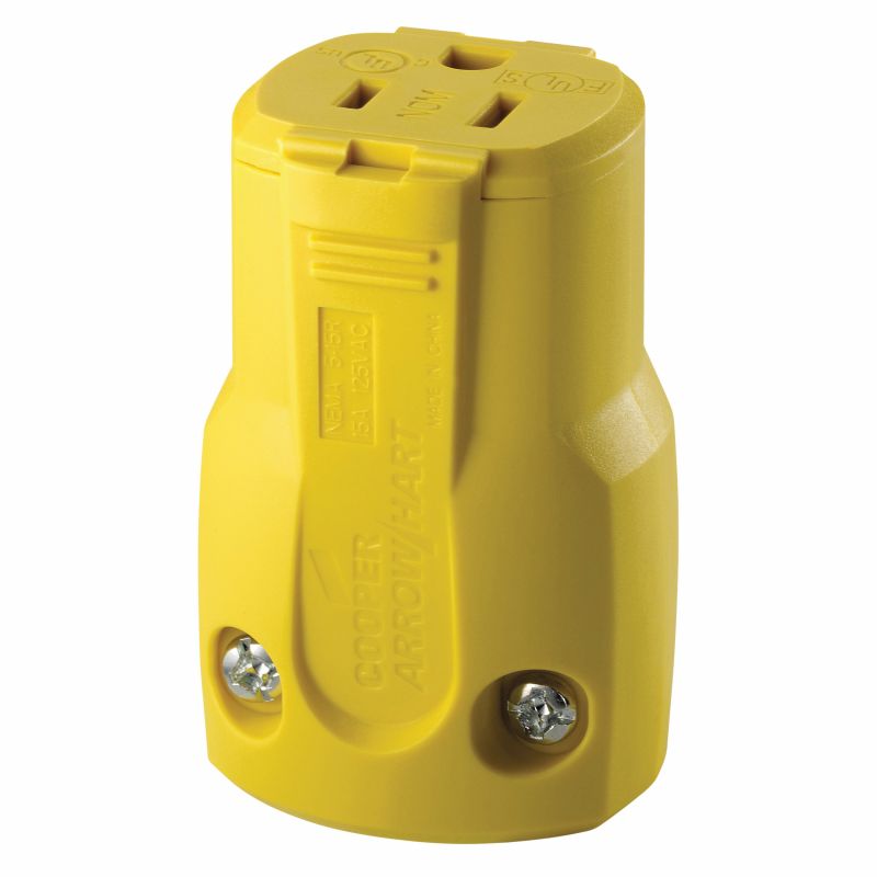 Arrow Hart AH5969Y Electrical Connector, 2 -Pole, 15 A, 125 V, Female, NEMA: NEMA 5-15, Yellow Yellow