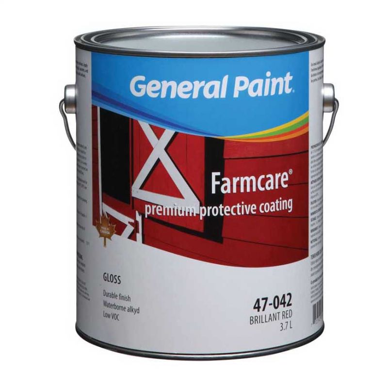 General Paint 47-042-20 General Purpose Farm Paint, Gloss, Brilliant Red, 5 gal, 300 to 400 sq-ft Coverage Area Brilliant Red