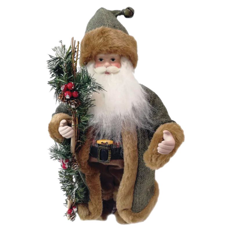 Hometown Holidays 22426 Forest Santa, 6 in L, 4 in W, Brown/Green Brown/Green (Pack of 6)