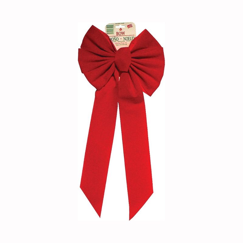 Holidaytrims 7964 Outdoor Bow, 1 in H, Velvet, Red Red