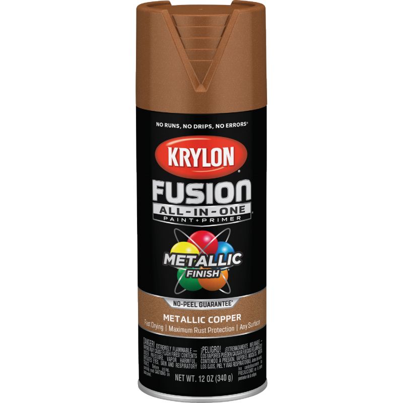 Krylon Fusion All-In-One Spray Paint &amp; Primer Metallic Copper, 12 Oz.