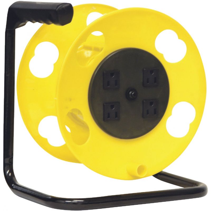 Bayco Cord Reel With Circuit Breaker 100 Ft. Of 16/14 Cord, Yellow