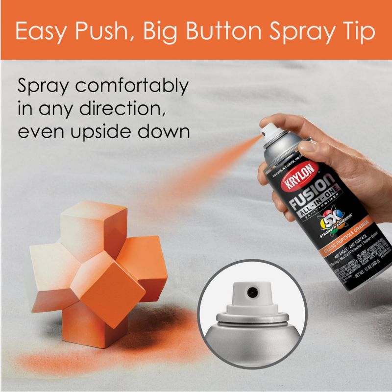 Krylon Fusion All-In-One Spray Paint &amp; Primer Popsicle Orange, 12 Oz.
