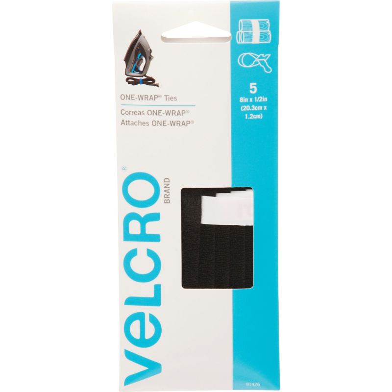VELCRO Brand One-Wrap Hook &amp; Loop Tie Black