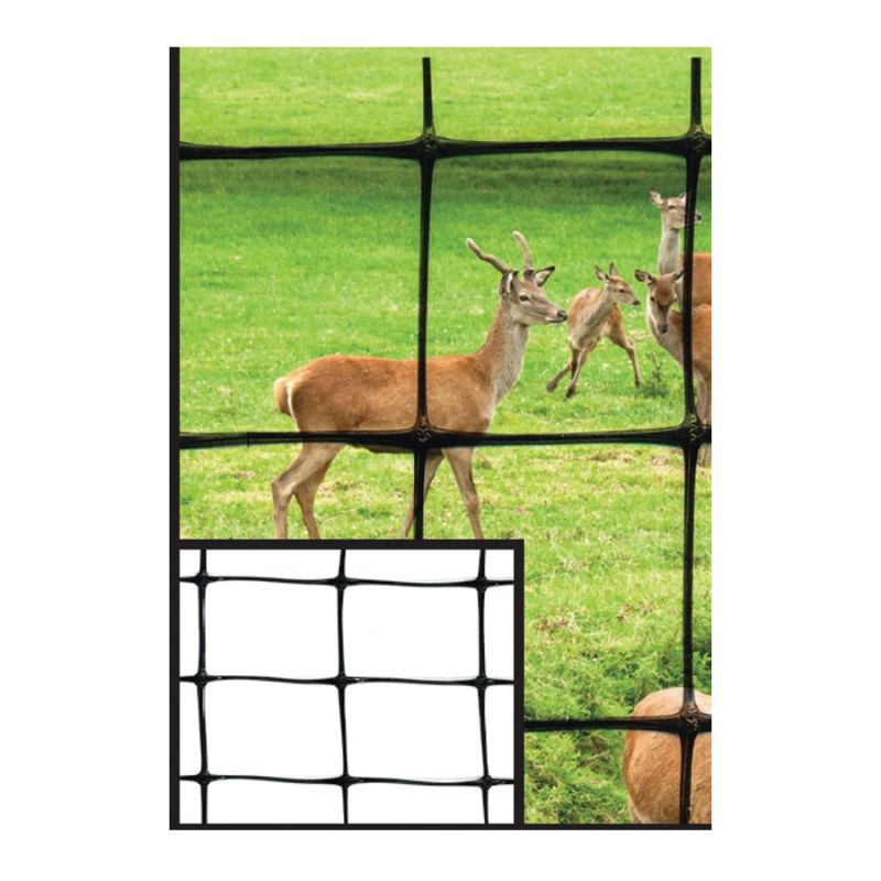 Tenax 001096 Deer Fence, 100 ft L, 7-1/2 ft H, 1-7/9 x 1-32/33 in Mesh, Polypropylene, Black Black