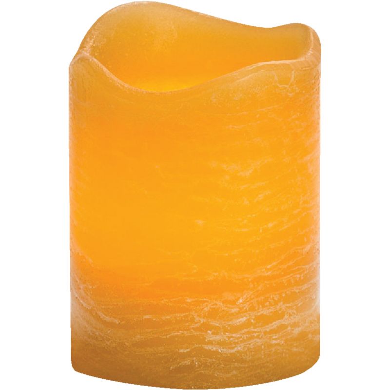 Inglow 3 In. Dia. Rustic Wax Pillar LED Flameless Candle Honey