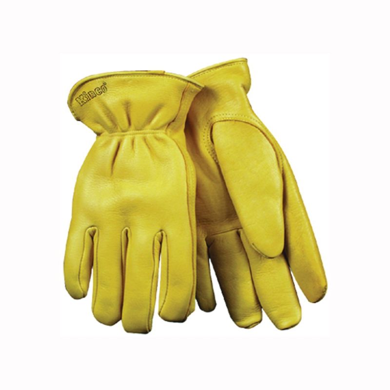 Heatkeep 90HK-XL Driver Gloves, Men&#039;s, XL, 10 in L, Keystone Thumb, Easy-On Cuff, Deerskin Leather, Yellow XL, Yellow