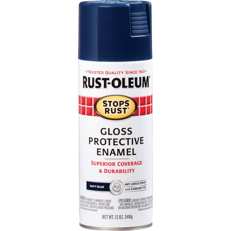 Rust-Oleum Stops Rust Protective Enamel Spray Paint Navy Blue, 12 Oz.