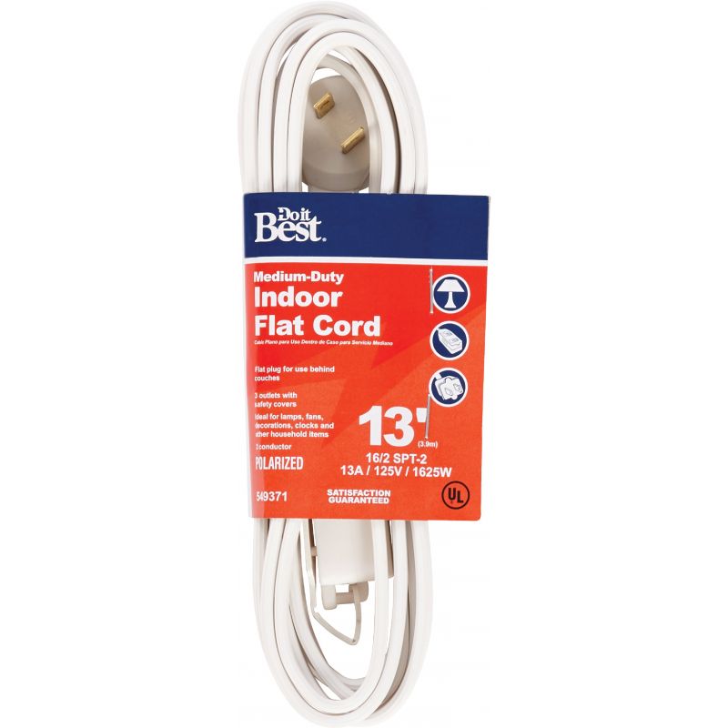 Do it Best 16/2 Flat Plug Extension Cord White, 13