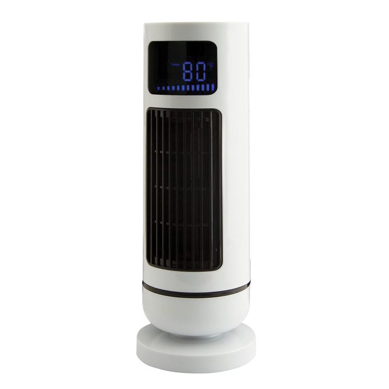 PowerZone 12 in USB Oscillating Tower Fan, 5 V, 3-Speed, 60 deg Rotating, White White