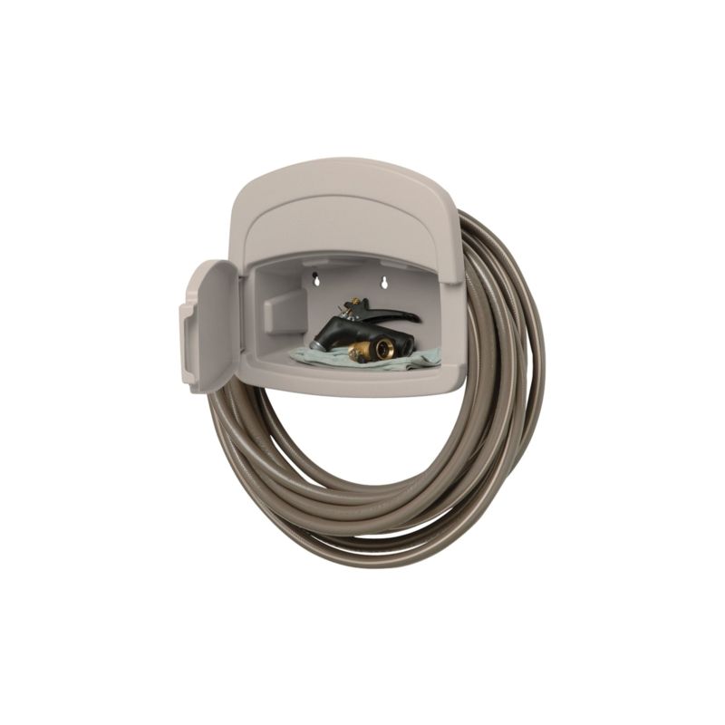 Suncast DHH150 Hose Hanger, 5/8 in Dia Hose, 150 ft Capacity, Resin, Light Taupe, Wall Mounting 150 Ft, Light Taupe