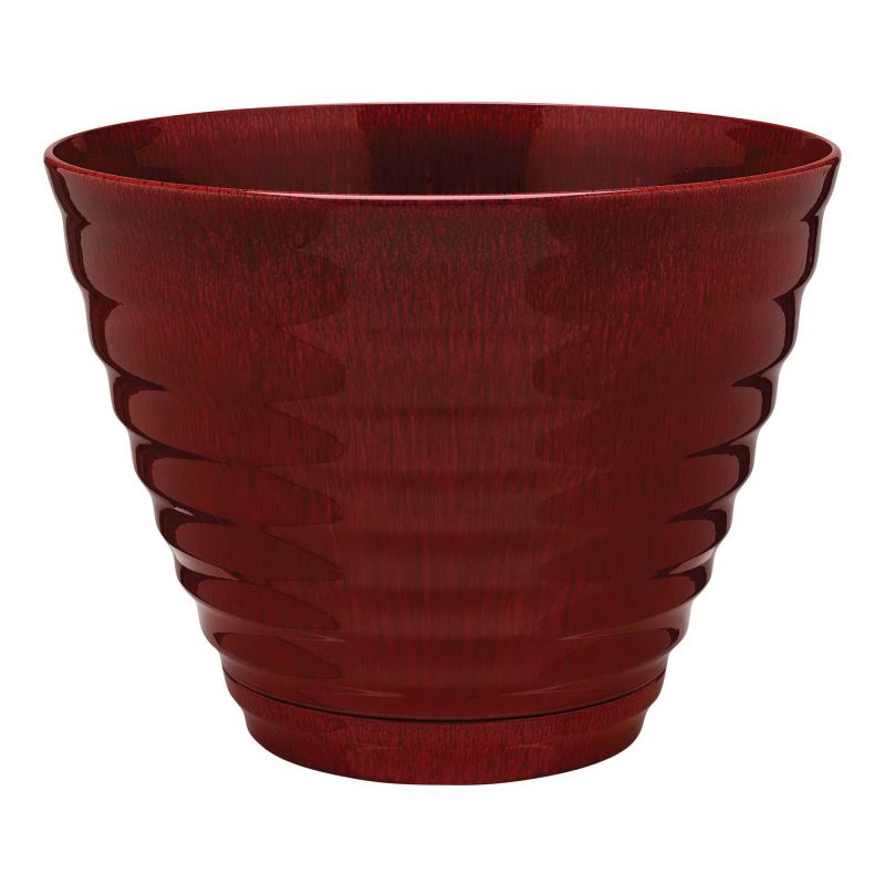 Southern Patio HDR-064763 Planter, 15.9 in Dia, 12.3 in H, Round, Beehive Design, Resin, Red Red