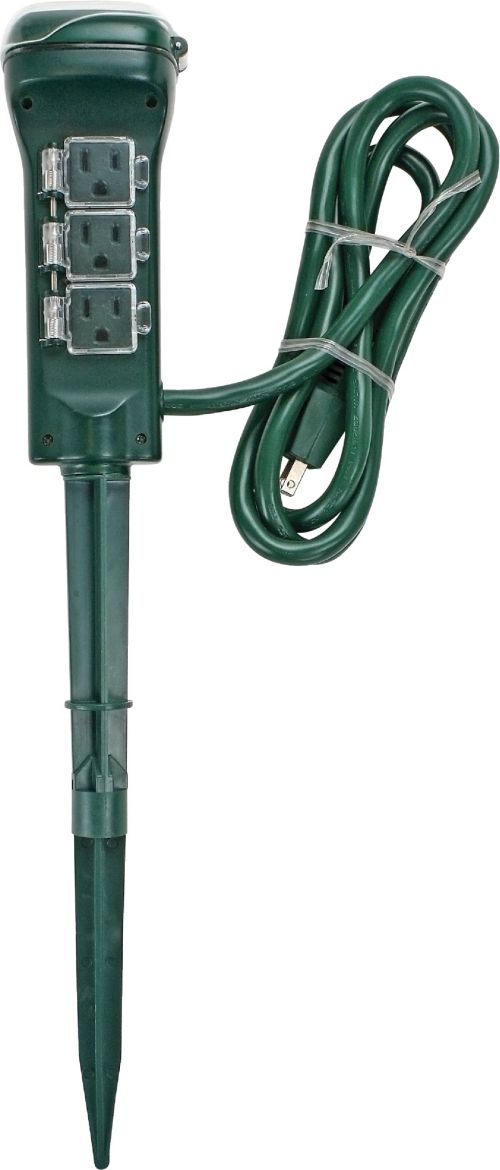 SUPERDANNY 6-Outlet Outdoor Power Strip with Timer, Dusk to Dawn, 125V,  Green 