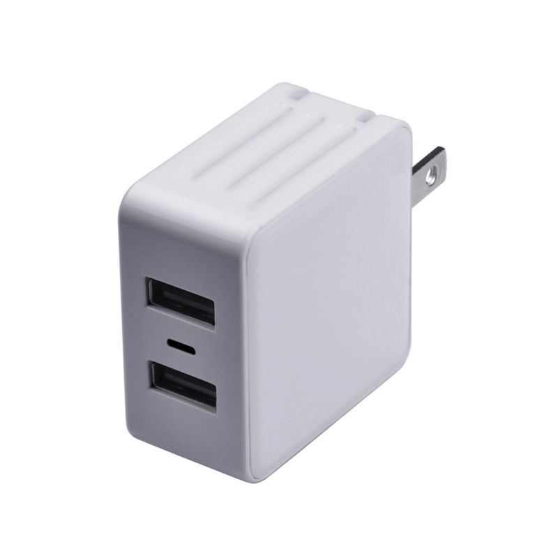 Zenith PM1002UW31 Dual USB Wall Charger, 100 to 240 V Input, 5 VDC Output, Foldable Plug, White White