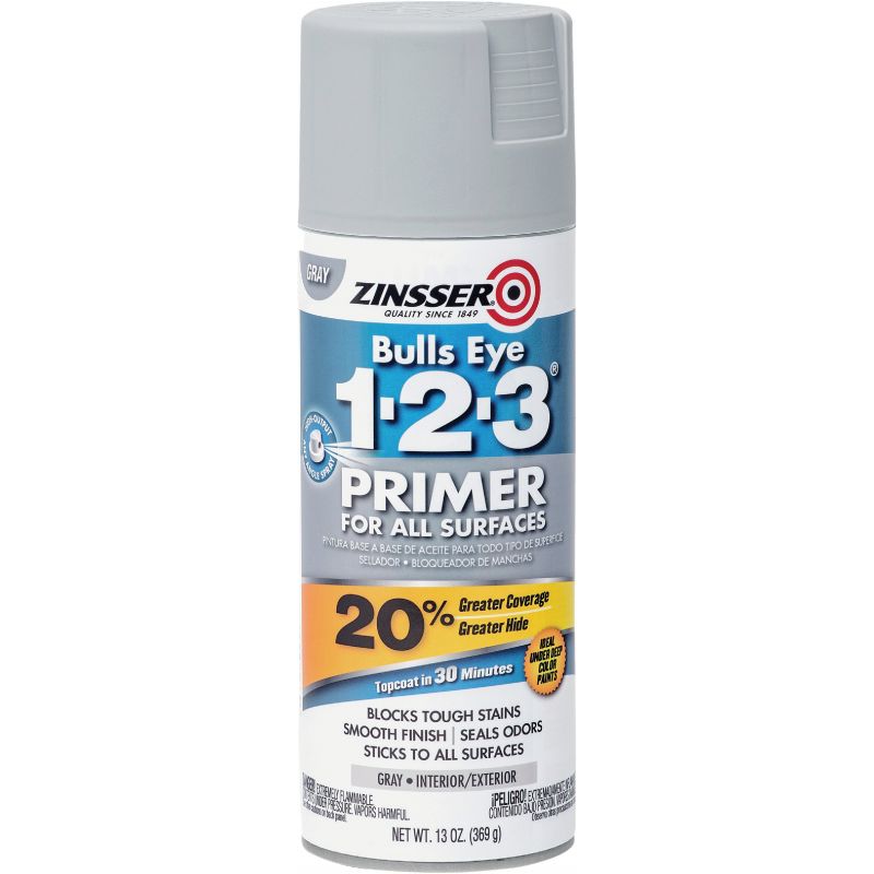 Zinsser Bulls Eye 1-2-3 Primer Spray 13 Oz., Gray