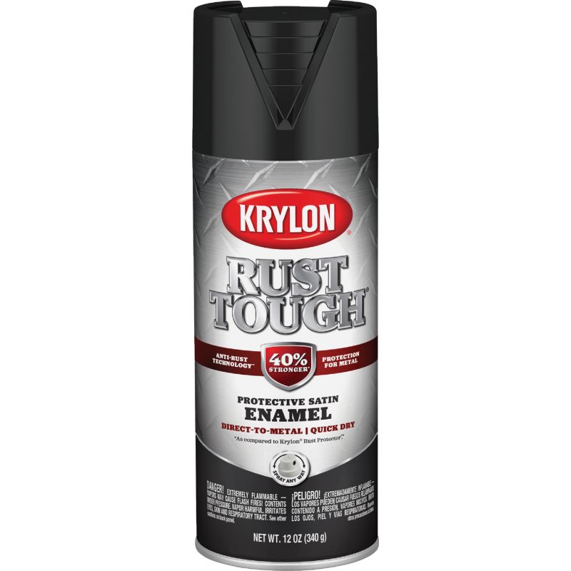 Krylon Rust Tough Alkyd Enamel Spray Paint Black, 12 Oz.