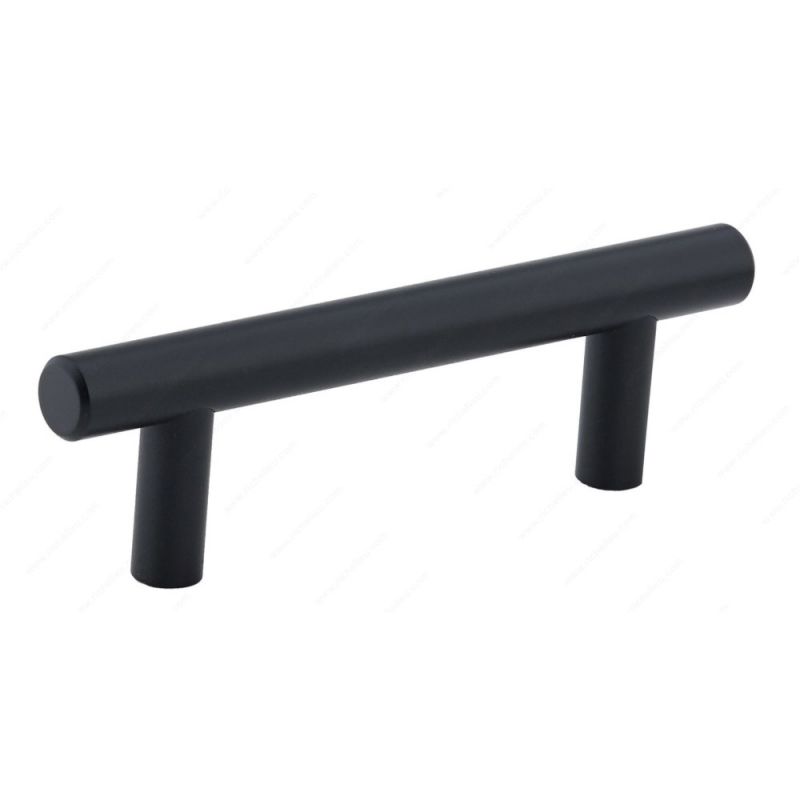 Richelieu 205 Series D5P20576900 Cabinet Pull, 4-9/16 in L Handle, 1.37 in H Handle, 1-3/8 in Projection, Steel, Matte Black, Contemporary