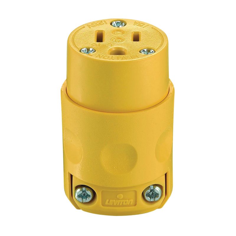Leviton 000-515CV-000 Electrical Connector, 2 -Pole, 15 A, 125 V, NEMA: NEMA 5-15R, Yellow Yellow