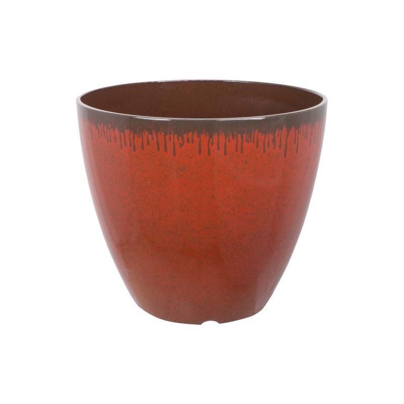 Landscapers Select PT-S023 Planter, 12 in Dia, 10 in H, Round, Resin, Red, Mocha Drip 0.346 Cu-ft, Red