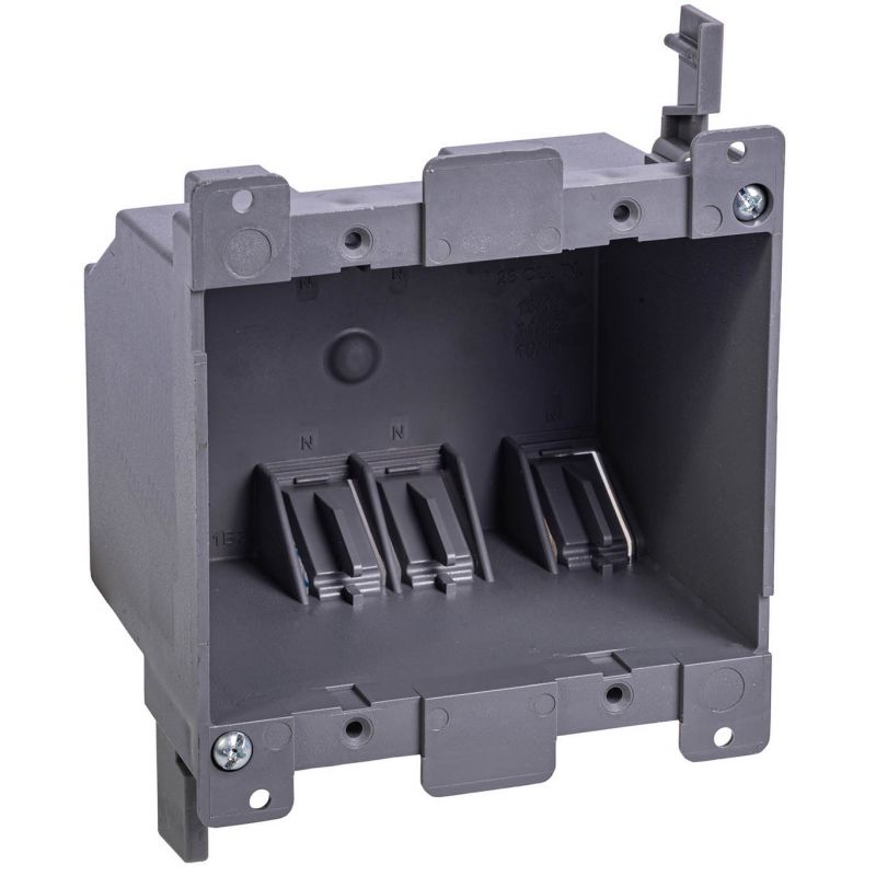 Gardner Bender BOX-RD25 Switch/Outlet Box, Standard Outlet, 2-Gang, 6-Knockout, PVC, Gray, In-Wall Mounting Gray