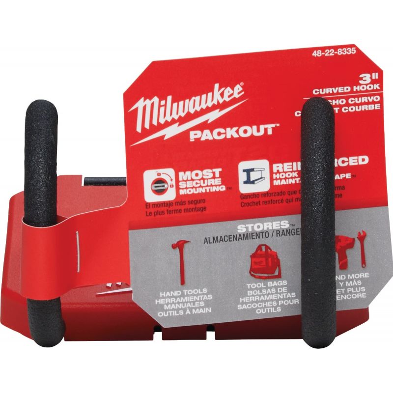 Milwaukee PACKOUT 3 In. Curved Storage Hook Red