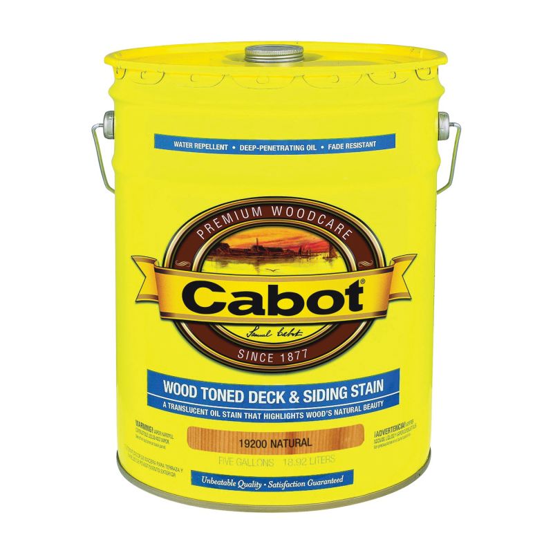 Cabot 140.0019200.008 Deck and Siding Stain, Natural, Liquid, 5 gal, Can Natural