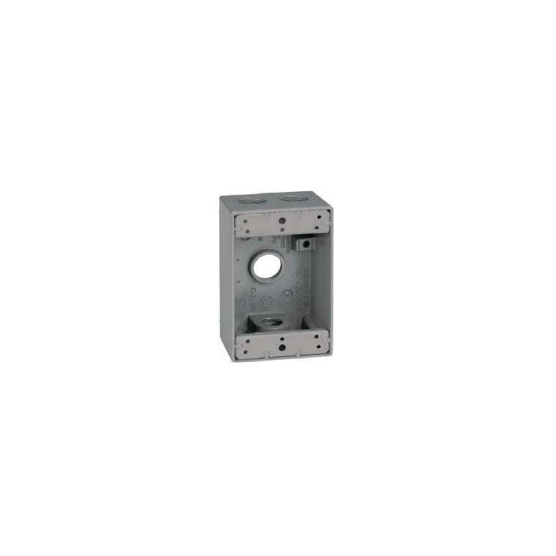 Teddico/Bwf B5-2V Outlet Box, 1-Gang, 4-Knockout, 4-1/2 in, Metal, Gray, Powder-Coated Gray